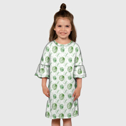 Платье с принтом Спелый сочный арбуз узор для ребенка, вид на модели спереди №3. Цвет основы: белый