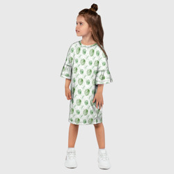 Платье с принтом Спелый сочный арбуз узор для ребенка, вид на модели спереди №2. Цвет основы: белый