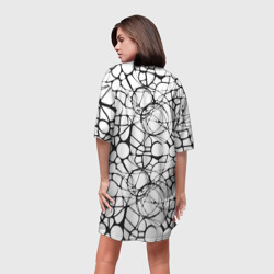 Платье с принтом Абстрактный нейрографический узор для женщины, вид на модели сзади №2. Цвет основы: белый