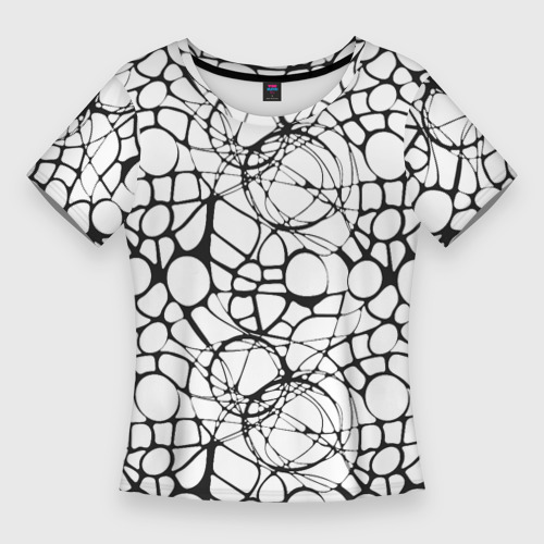 Женская приталенная футболка с принтом Абстрактный нейрографический узор, вид спереди №1