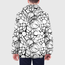 Куртка с принтом Абстрактный нейрографический узор для мужчины, вид на модели сзади №2. Цвет основы: белый