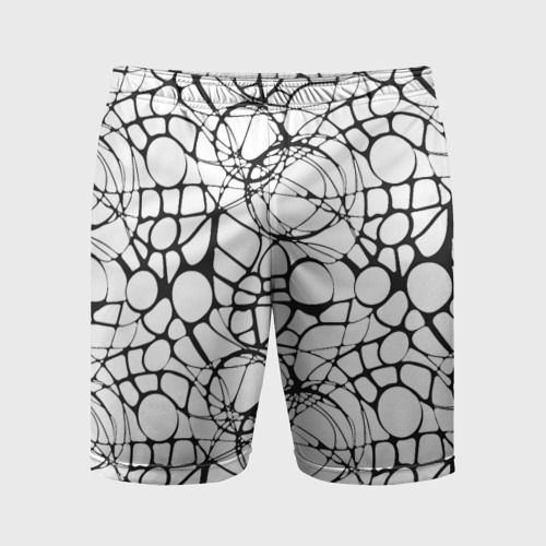 Мужские шорты спортивные с принтом Абстрактный нейрографический узор, вид спереди №1