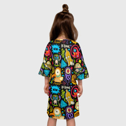 Платье с принтом Follow your dream monsters для ребенка, вид на модели сзади №2. Цвет основы: белый
