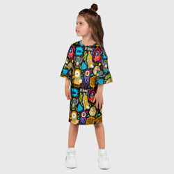 Платье с принтом Follow your dream monsters для ребенка, вид на модели спереди №2. Цвет основы: белый