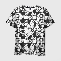 Мужская футболка 3D Абстрактный узор из кругов и овалов