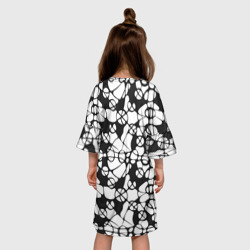 Платье с принтом Абстрактный узор из кругов и овалов для ребенка, вид на модели сзади №2. Цвет основы: белый