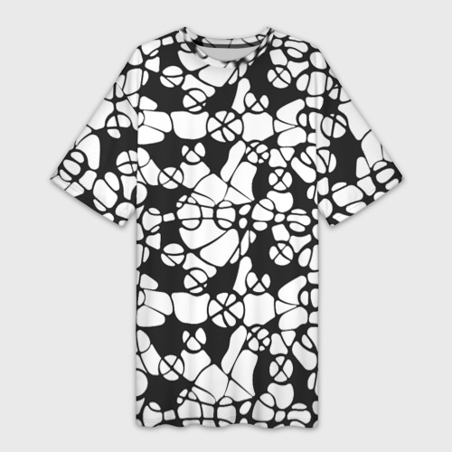 Платье-футболка с принтом Абстрактный узор из кругов и овалов, вид спереди №1
