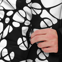 Куртка с принтом Абстрактный узор из кругов и овалов для мужчины, вид на модели спереди №3. Цвет основы: черный