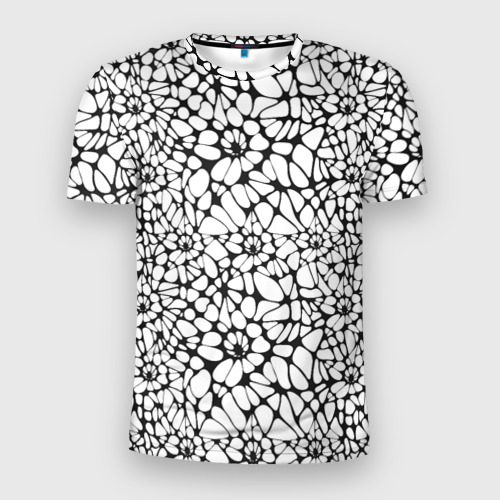 Мужская приталенная футболка с принтом Абстрактный узор из звезд, вид спереди №1