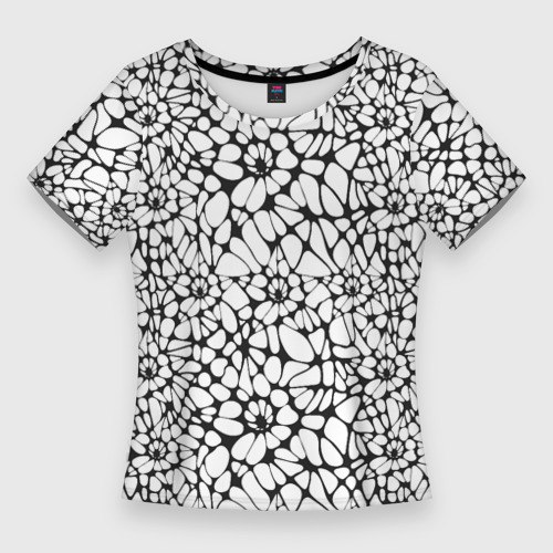 Женская приталенная футболка с принтом Абстрактный узор из звезд, вид спереди №1