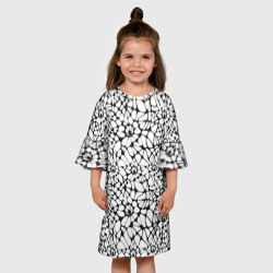 Платье с принтом Абстрактный узор из звезд для ребенка, вид на модели спереди №3. Цвет основы: белый