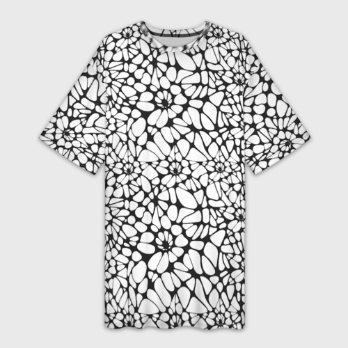 Платье-футболка с принтом Абстрактный узор из звезд, вид спереди №1