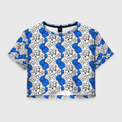 Нейрографический узор из синих кругов и овалов – Женская футболка Crop-top 3D с принтом купить