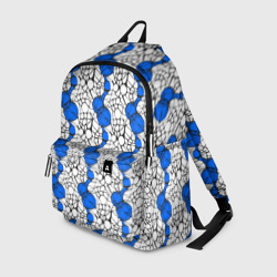 Нейрографический узор из синих кругов и овалов – Рюкзак 3D с принтом купить