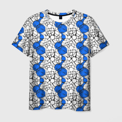 Мужская футболка 3D Нейрографический узор из синих кругов и овалов