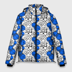 Нейрографический узор из синих кругов и овалов – Мужская зимняя куртка 3D с принтом купить