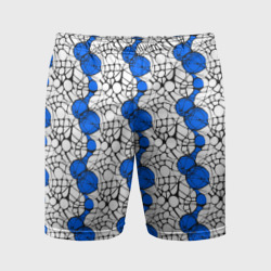 Нейрографический узор из синих кругов и овалов – Мужские шорты спортивные с принтом купить