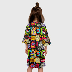 Платье с принтом No bad days для ребенка, вид на модели сзади №2. Цвет основы: белый