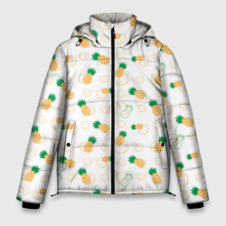 Узор из ананасов и кусочков ананаса – Мужская зимняя куртка 3D с принтом купить