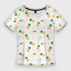 Узор из ананасов и кусочков ананаса – Женская футболка 3D Slim с принтом купить