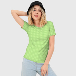 Женская футболка 3D Slim Зелёный авокадо паттерн клетка - фото 2