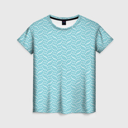 Светлый голубой в белые волнистые линии – Женская футболка 3D с принтом купить со скидкой в -26%