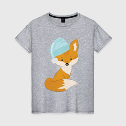Лисичка в шапке – Женская футболка хлопок с принтом купить со скидкой в -20%