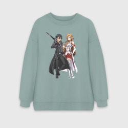 Женский свитшот oversize без начеса хлопок Мечники Кадзуто Киригая