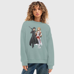 Женский свитшот oversize без начеса хлопок Мечники Кадзуто Киригая - фото 2