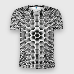 Бесконечный гексагональный каркас – Мужская футболка 3D Slim с принтом купить со скидкой в -9%