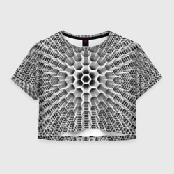 Бесконечный гексагональный каркас – Женская футболка Crop-top 3D с принтом купить