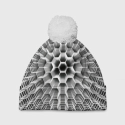 Бесконечный гексагональный каркас – Шапка 3D c помпоном с принтом купить