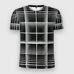 Кубический каркас – Мужская футболка 3D Slim с принтом купить со скидкой в -9%