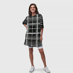 Платье с принтом Кубический каркас для женщины, вид на модели спереди №3. Цвет основы: белый