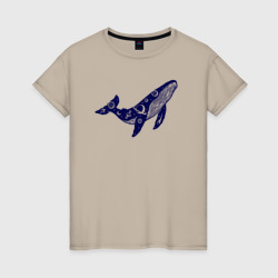 Space whale – Женская футболка хлопок с принтом купить со скидкой в -20%