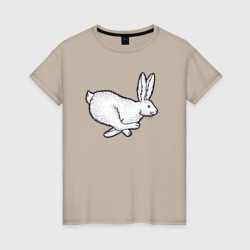 Бегущий кролик – Женская футболка хлопок с принтом купить со скидкой в -20%