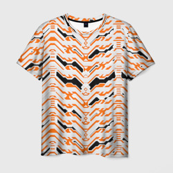 Агрессивный бело-оранжевый паттерн – Мужская футболка 3D с принтом купить со скидкой в -26%