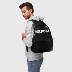 Рюкзак с принтом Napoli sport на темном фоне посередине для любого человека, вид спереди №2. Цвет основы: белый