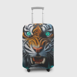 Морда свирепого тигра - нейросеть – Чехол для чемодана 3D с принтом купить