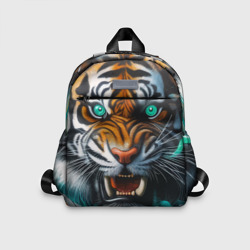 Морда свирепого тигра - нейросеть – Детский рюкзак 3D с принтом купить со скидкой в -33%