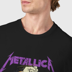 Футболка с принтом Metallica damaged justice для мужчины, вид на модели спереди №4. Цвет основы: черный