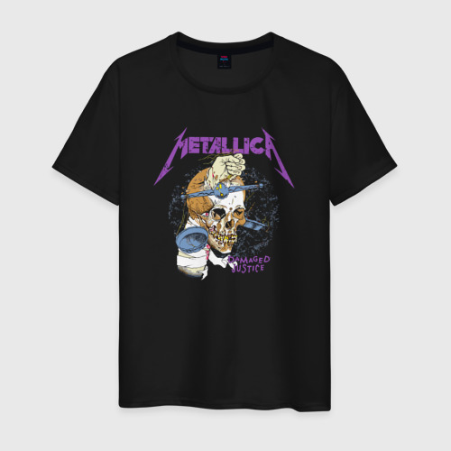 Мужская футболка из хлопка с принтом Metallica damaged justice, вид спереди №1