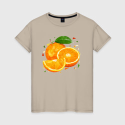 Апельсин из треугольников – Женская футболка хлопок с принтом купить со скидкой в -20%
