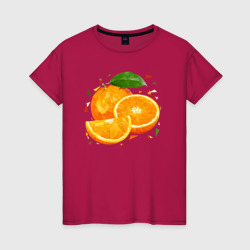 Апельсин из треугольников – Женская футболка хлопок с принтом купить