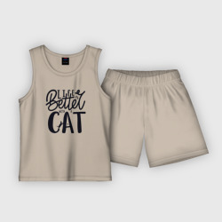 С котиком жизнь лучше – Детская пижама с шортами хлопок с принтом купить со скидкой в -20%