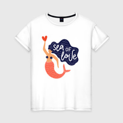 Море любви – Женская футболка хлопок с принтом купить со скидкой в -20%