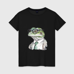 Ящерица в очках – Женская футболка хлопок с принтом купить со скидкой в -20%