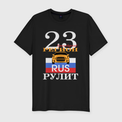 23 регион Краснодар – Мужская футболка хлопок Slim с принтом купить