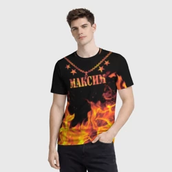 Мужская футболка 3D Максим - имя в огне - фото 2