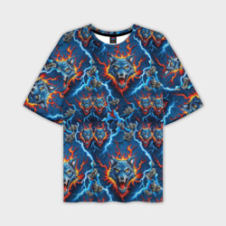 Волки и огонь паттерн – Мужская футболка oversize 3D с принтом купить со скидкой в -50%